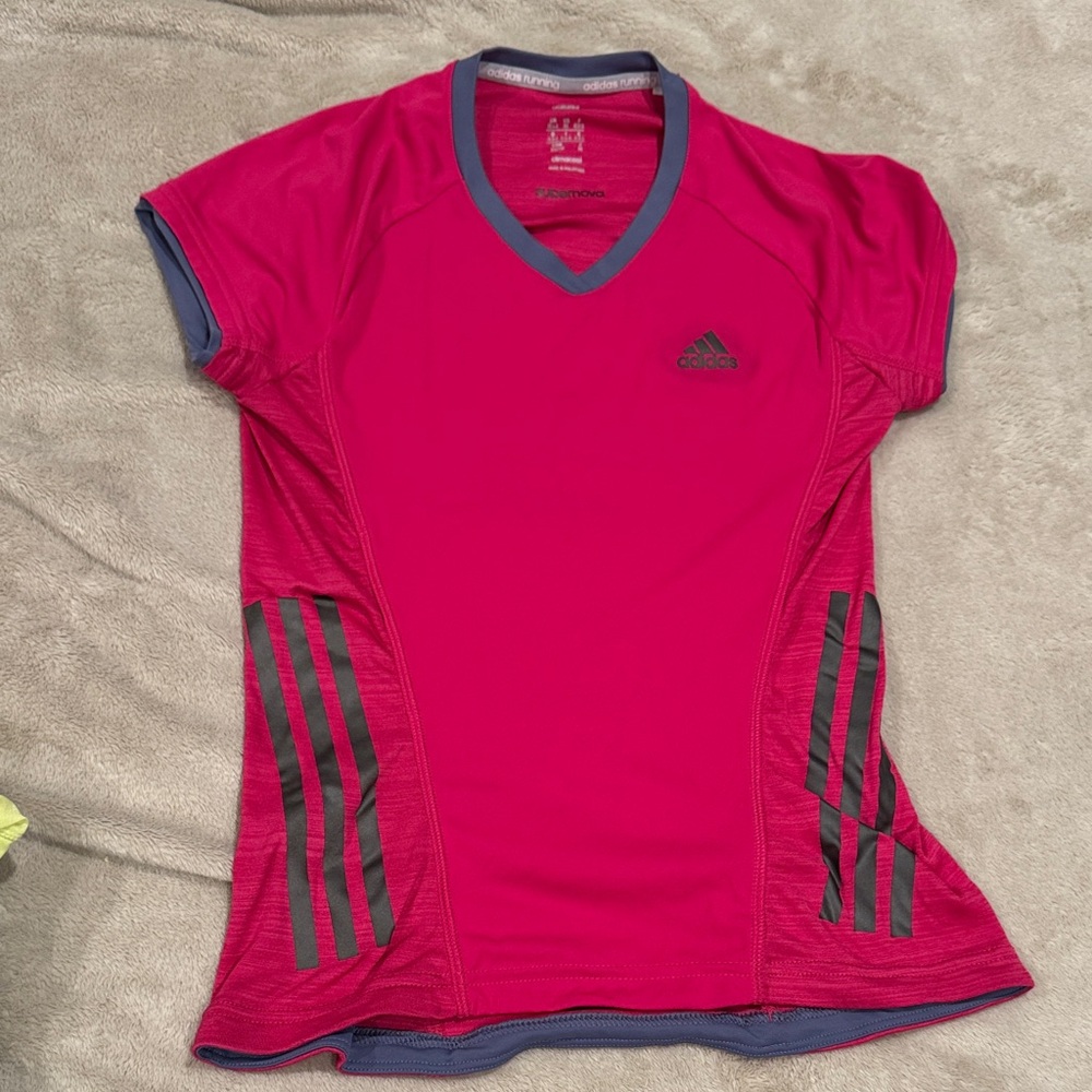 Adidas Fuchsia and Charcoal Sports Tee